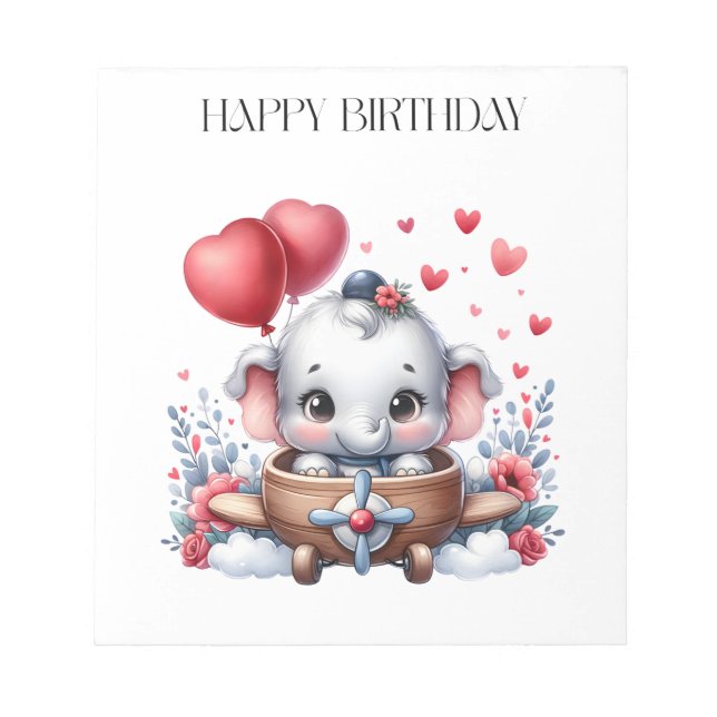 Fliegender Elefant Geburtstag Notizblock (Vorderseite)