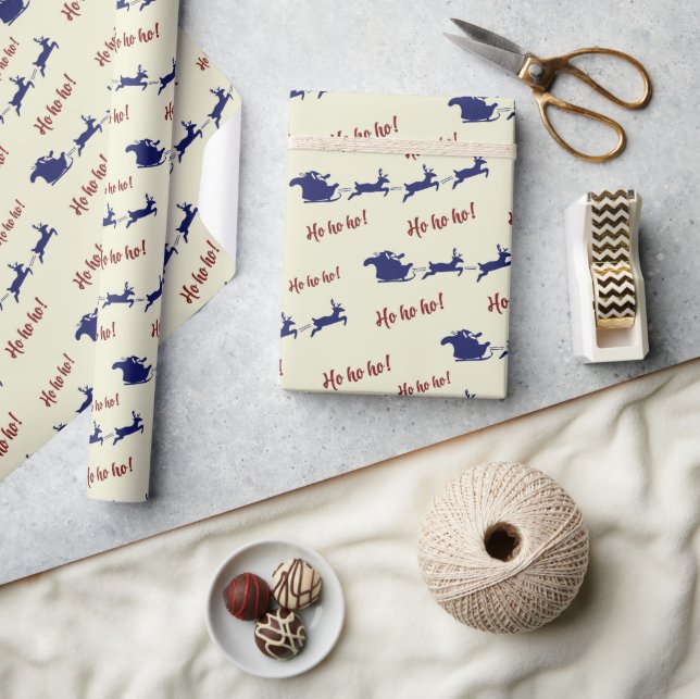 Fliegender festlicher Spaß Rentiers von Santa Slei Geschenkpapier (Kunsthandwerk)