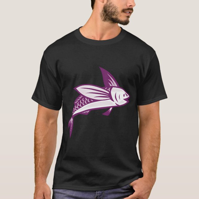 Fliegender Fisch Retro T-Shirt (Vorderseite)