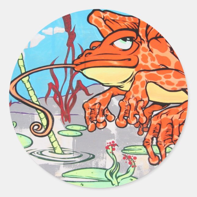 Fliegender Frosch Runder Aufkleber (Vorderseite)
