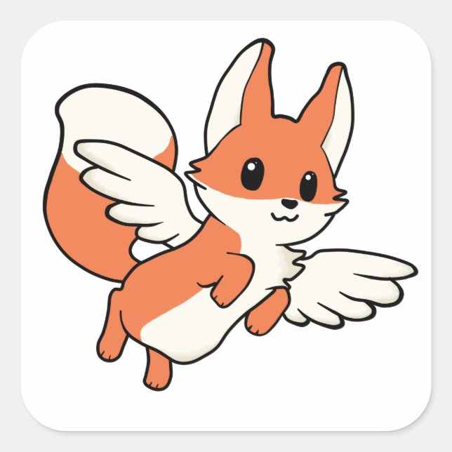 Fliegender Fuchs Quadratischer Aufkleber (Vorderseite)