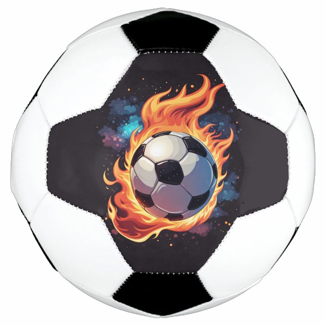 Fliegender Fußball mit Flammen. (Vorderseite)