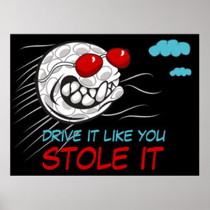 Fliegender Golfball mit Sonnenbrille mit lustigem  Poster
