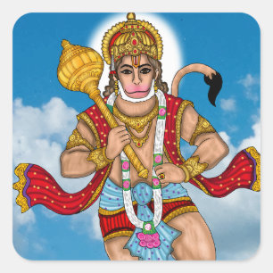 Fliegender Hanuman-Aufkleber Quadratischer Aufkleber