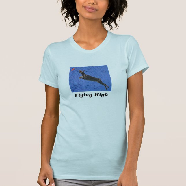 Fliegender hoher Dock-Tauchdobermann T-Shirt (Vorderseite)