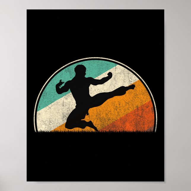 Fliegender Kick Silhouette  Poster (Vorne)