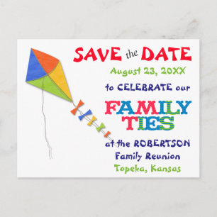 Fliegender Kite Family Wiedersehen Save the Date Ankündigungspostkarte