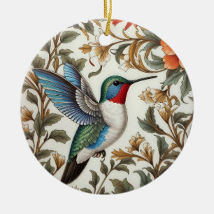 Fliegender Kolibri, inspiriert von William Morris Keramik Ornament