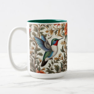Fliegender Kolibri, inspiriert von William Morris Zweifarbige Tasse