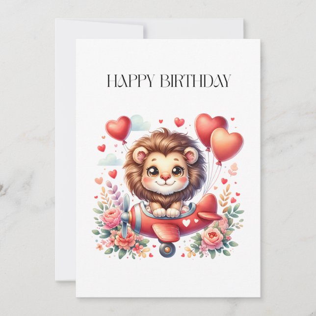 Fliegender Löwe Geburtstag Einladung (Vorderseite)