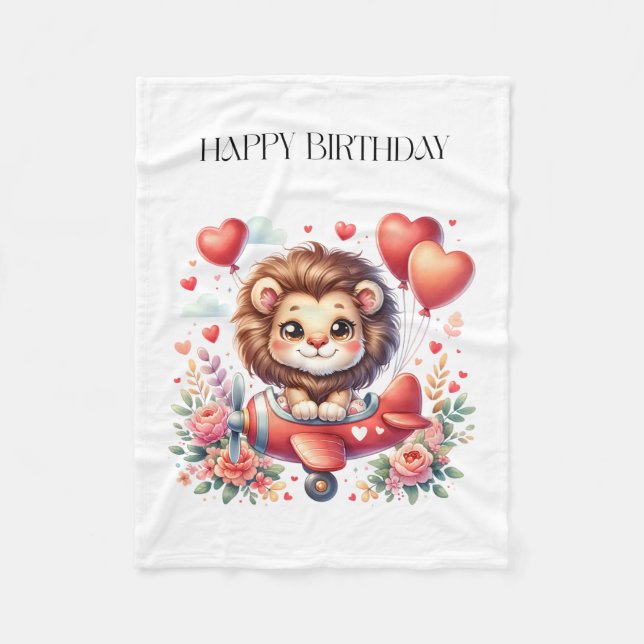 Fliegender Löwe Geburtstag Fleecedecke (Vorderseite)