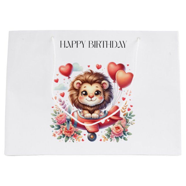 Fliegender Löwe Geburtstag Große Geschenktüte (Vorderseite)