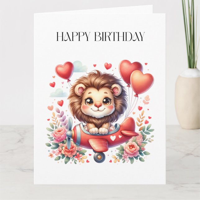 Fliegender Löwe Geburtstag Karte (Vorderseite)