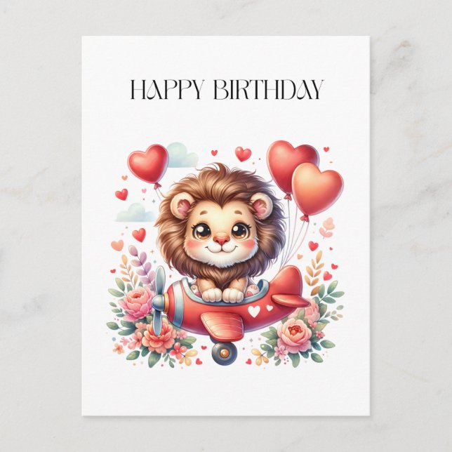 Fliegender Löwe Geburtstag Postkarte (Vorderseite)
