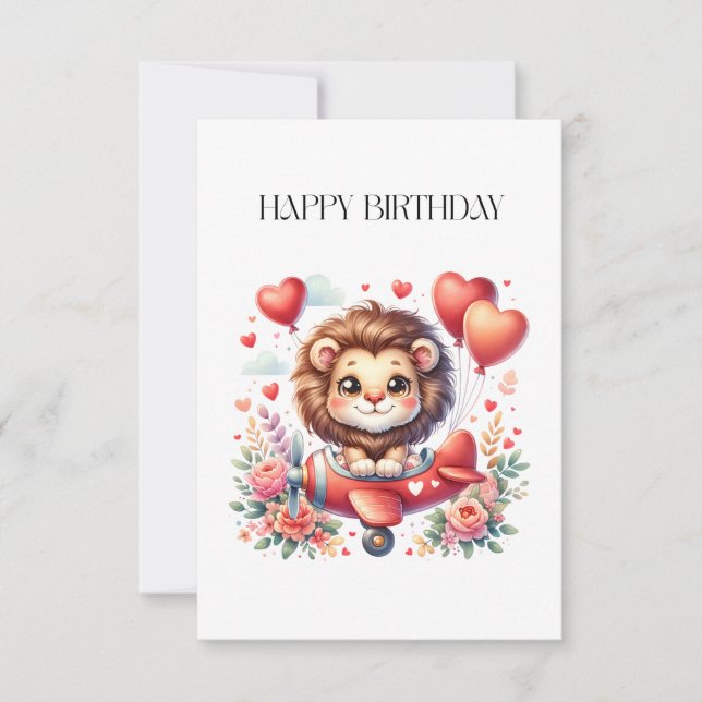 Fliegender Löwe Geburtstag RSVP Karte (Vorderseite)