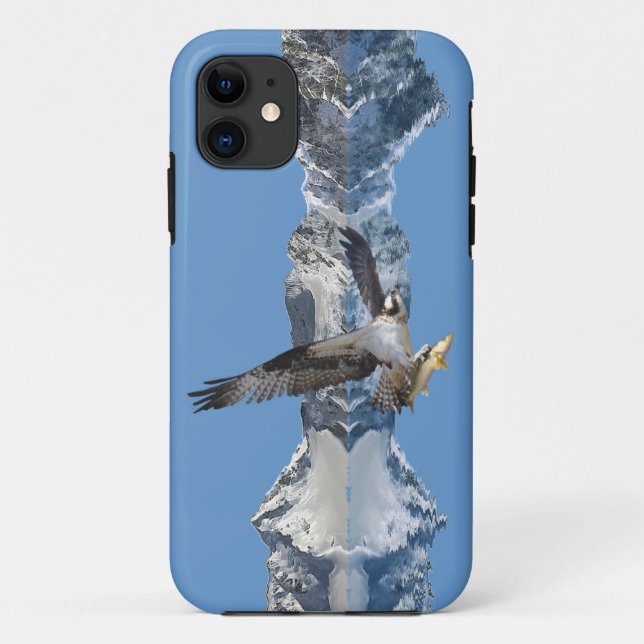 Fliegender Osprey, Fisch und Gebirge Kunst, Dichtu Case-Mate iPhone Hülle (Rückseite)