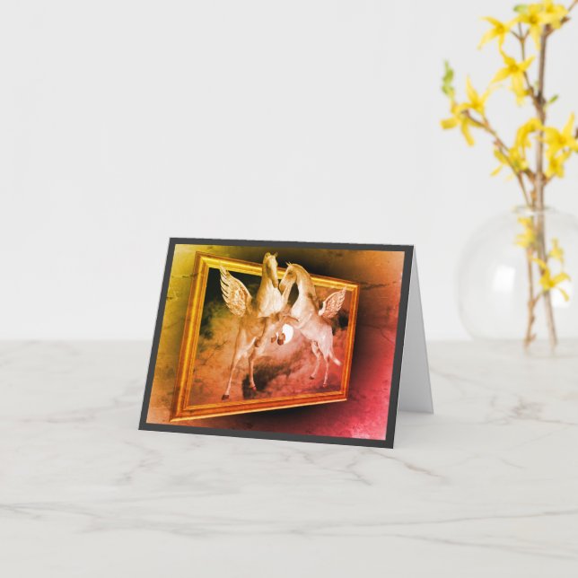 Fliegender Pegasus Fantasy Horse Art Note Card Karte (Gelbe Blume)