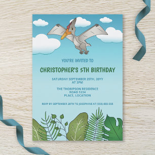 Fliegender Pteranodon-Dinosaurier Blaue Himmel Geb Einladung