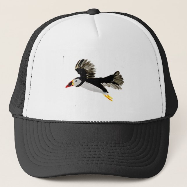 Fliegender Puffin Art Truckerkappe (Vorderseite)