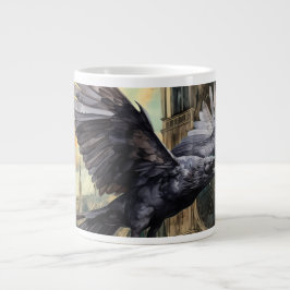 Fliegender Raven und mittelalterliche gotische Kat Jumbo-Tasse