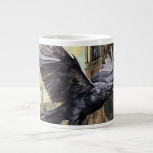 Fliegender Raven und mittelalterliche gotische Kat Jumbo-Tasse