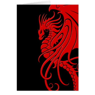 Fliegender Stammes- Drache - Rot auf Schwarzem