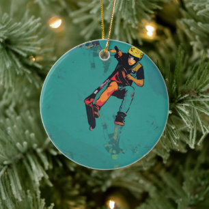 Fliegender Stunt-Scooter-Fahrer Keramik Ornament