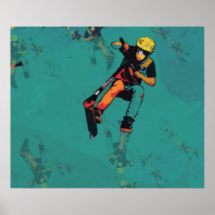 Fliegender Stunt-Scooter-Fahrer Poster