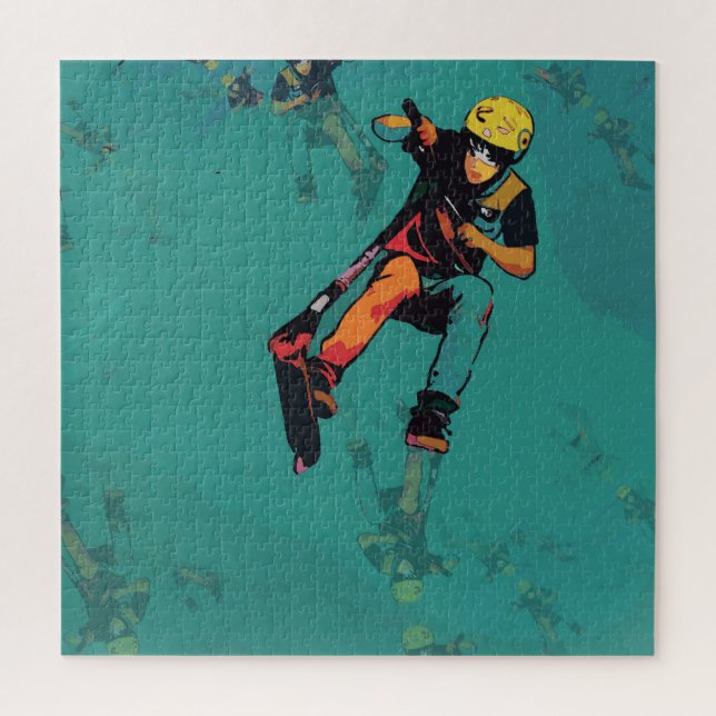 Fliegender Stunt-Scooter-Fahrer Puzzle (Vertikal)