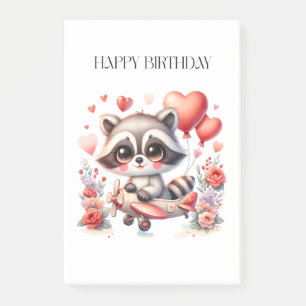 Fliegender Waschbär Geburtstag Post-it Klebezettel