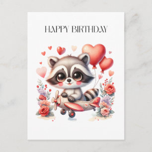 Fliegender Waschbär Geburtstag Postkarte