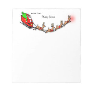 Fliegender Weihnachtsmann und Rentiere Notizblock