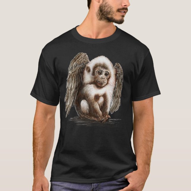 Fliegendes Affenbaby Niedliches Begleiter für Zaub T-Shirt (Vorderseite)