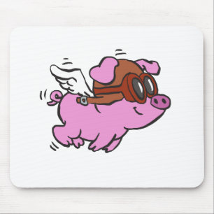 Fliegendes Cartoon-Schwein in Rosa Hintergrundfa Mousepad