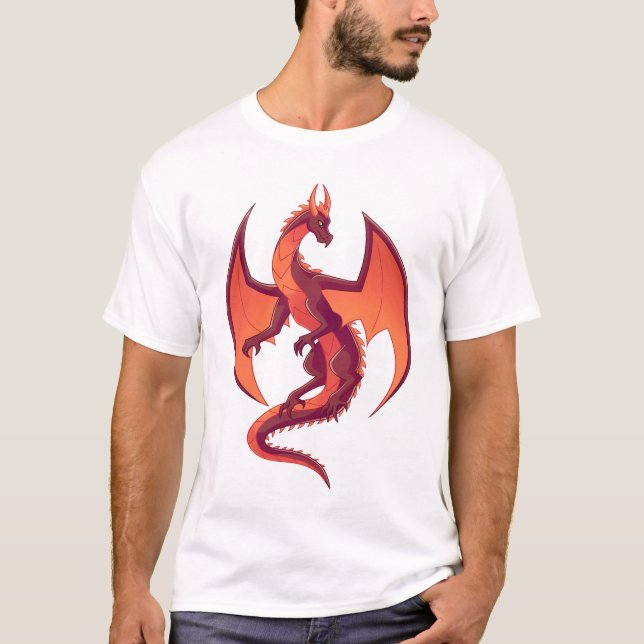 Fliegendes Feuerrotes Drachen T-Shirt  (Vorderseite)
