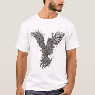 Fliegendes Graues Phönix-Vogel-Grafik-T-Shirt - kl T-Shirt