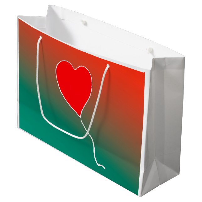 Fliegendes Herz Große Geschenktüte (Vorderseite Schrägansicht)