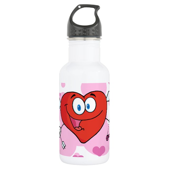 Fliegendes Herz mit Bow und Pfeil Trinkflasche (Vorderseite)