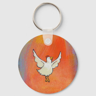 Fliegendes Huhn - inspirierende, farbenfrohe Kunst Schlüsselanhänger