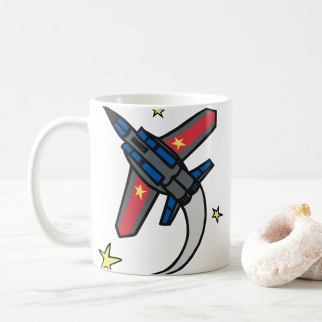 Fliegendes Jet-Flugzeug Kaffeetasse (Mit Donut)