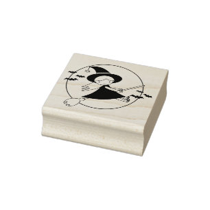 Fliegendes kleines Mädchen Hexen Kunststempel Gummistempel