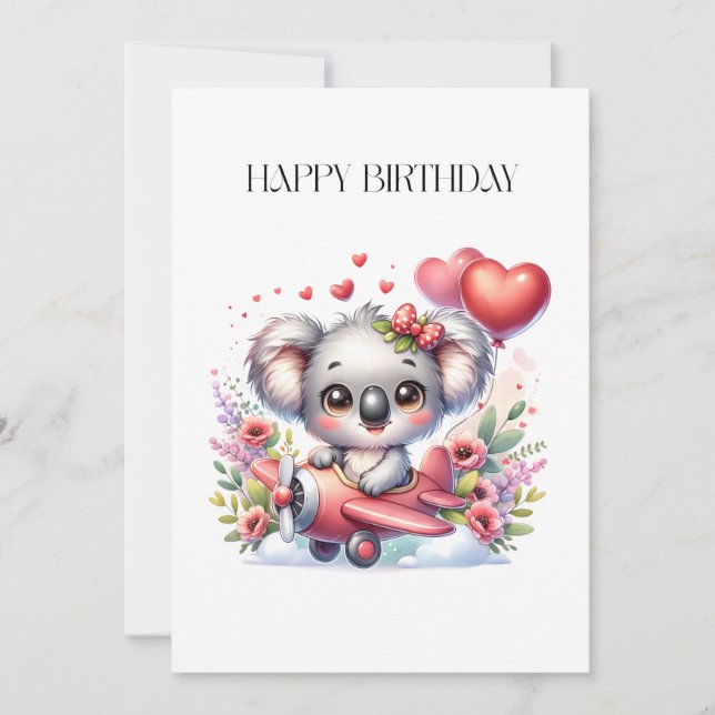 Fliegendes Koala-Geburtstag Einladung (Vorderseite)