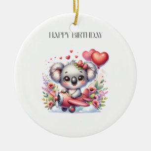 Fliegendes Koala-Geburtstag Keramik Ornament