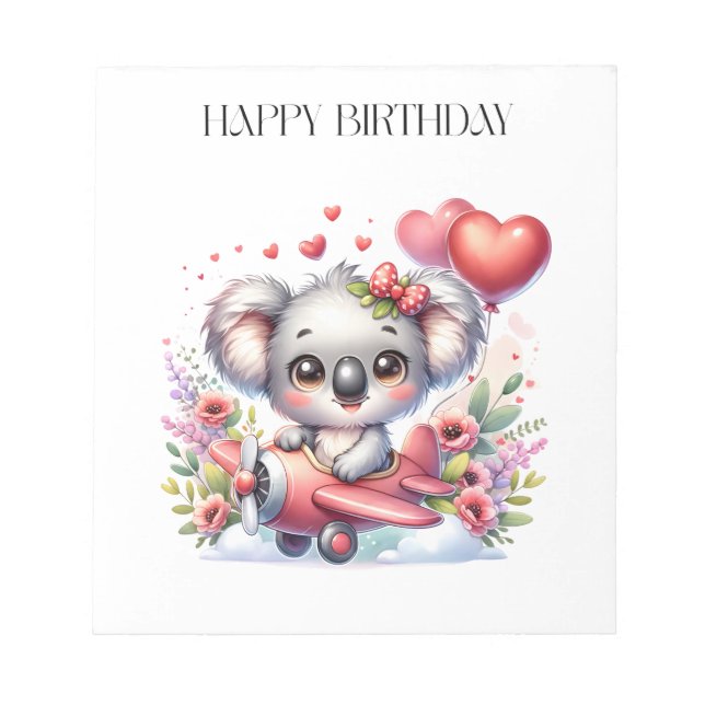 Fliegendes Koala-Geburtstag Notizblock (Vorderseite)