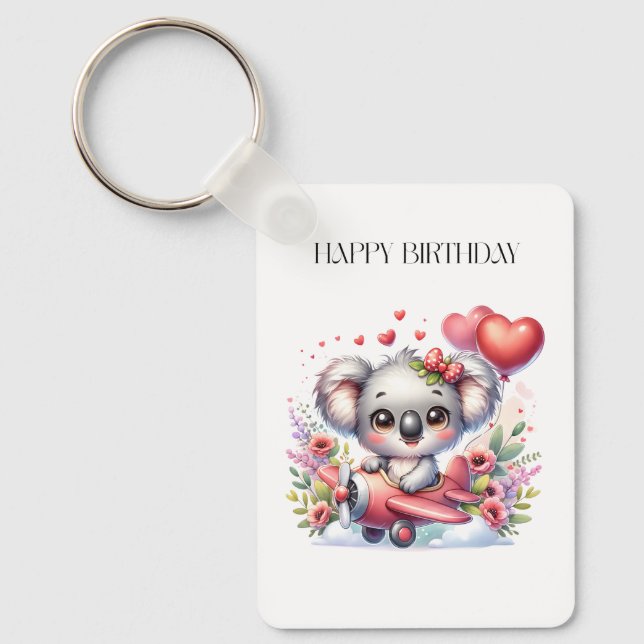 Fliegendes Koala-Geburtstag Schlüsselanhänger (Vorderseite)