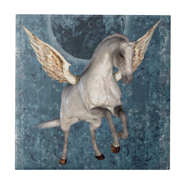 Fliegendes Pegasus Horse Fantasy Tile Fliese (Vorderseite)