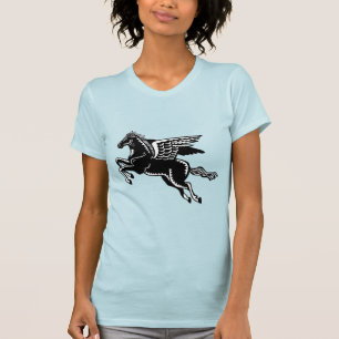 Fliegendes Pferd - Schwarz-Weiß-Sweatshirt T-Shirt