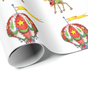 Fliegendes Rentier im Ballon Geschenkpapier