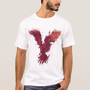 Fliegendes rotes Phönix-Vogel-Grafik-T-Shirt - kla T-Shirt