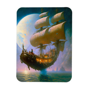 Fliegendes Schiff Fantasy Art Magnet